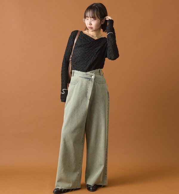  「レースオフショルロングTシャツ」|Tシャツ・カットソー|