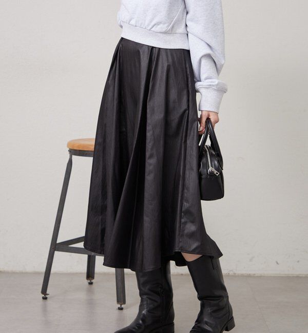  「フレアミドルスカート」|スカート|ブラック