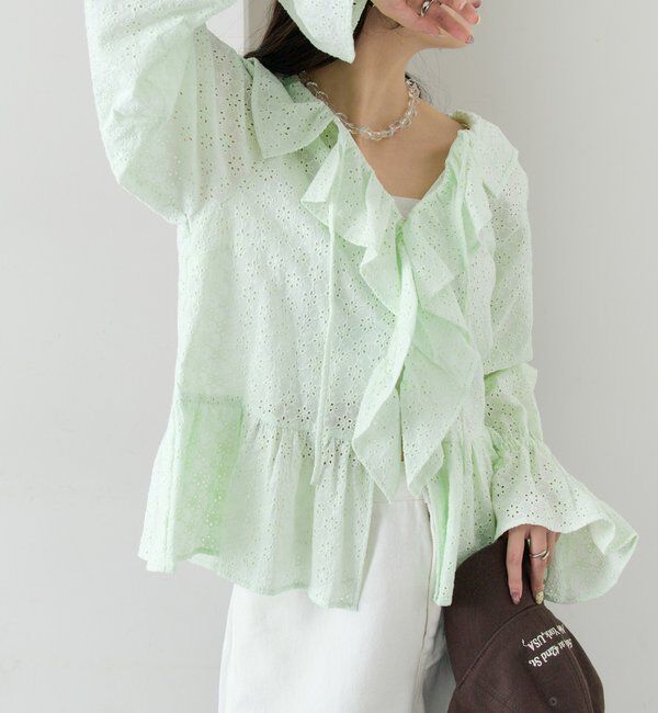 「フラワー刺繍フリルブラウス」|シャツ・ブラウス|
