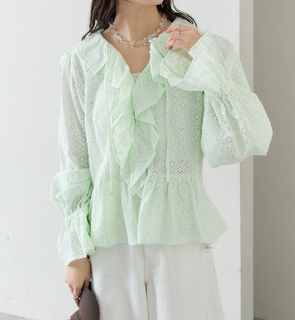  「フラワー刺繍フリルブラウス」|シャツ・ブラウス|