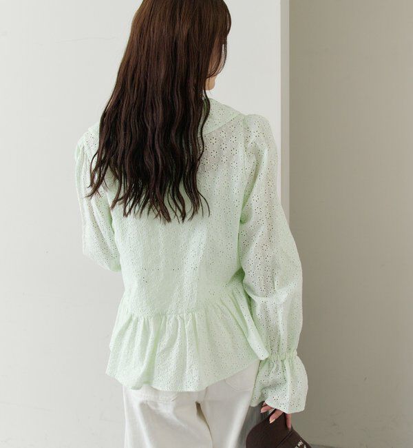  「フラワー刺繍フリルブラウス」|シャツ・ブラウス|
