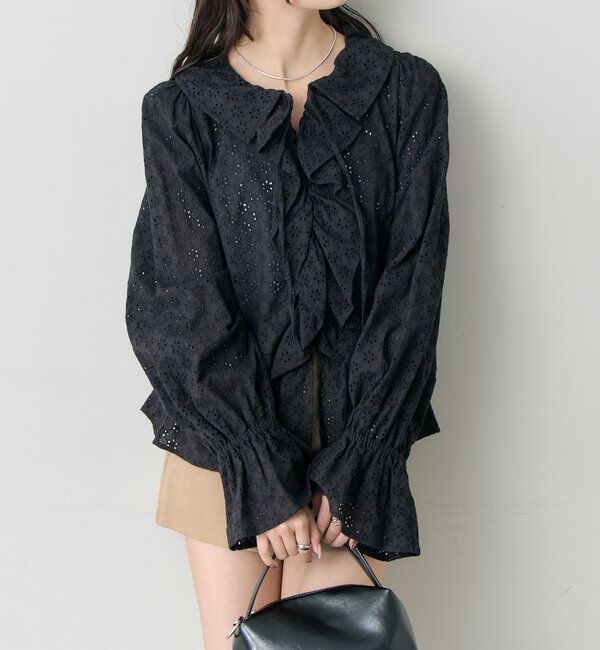  「フラワー刺繍フリルブラウス」|シャツ・ブラウス|