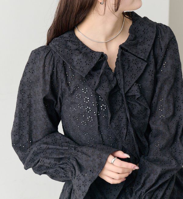  「フラワー刺繍フリルブラウス」|シャツ・ブラウス|