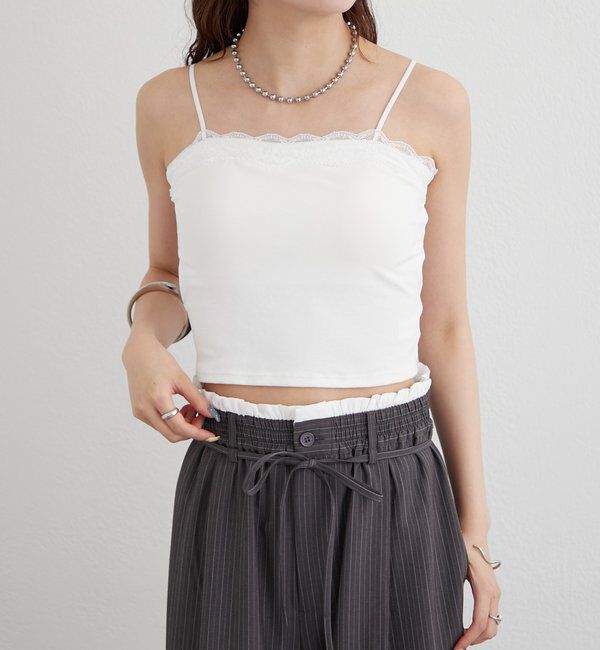  「パット付きフリルレースショートキャミソール」|キャミソール|