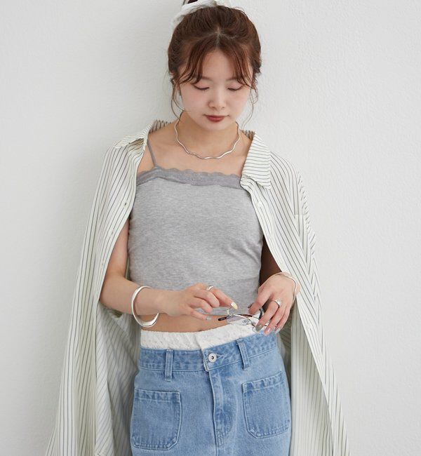  「パット付きフリルレースショートキャミソール」|キャミソール|