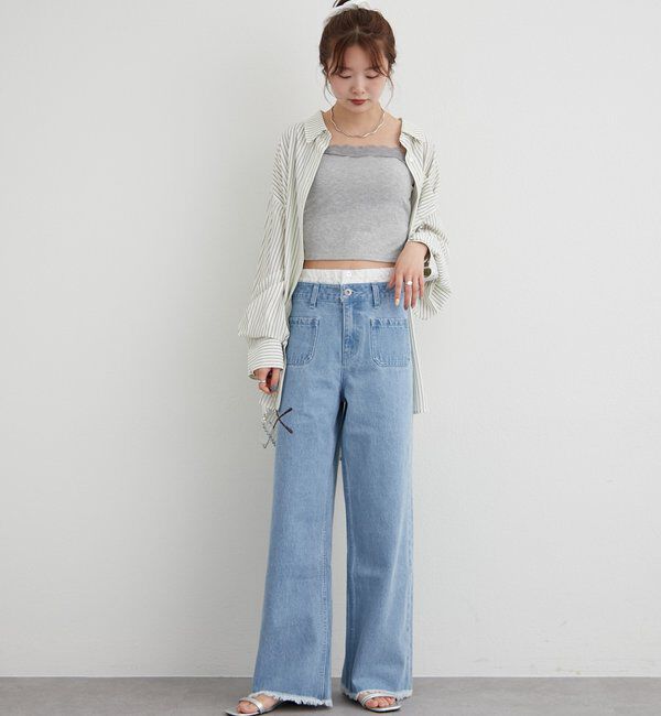  「パット付きフリルレースショートキャミソール」|キャミソール|