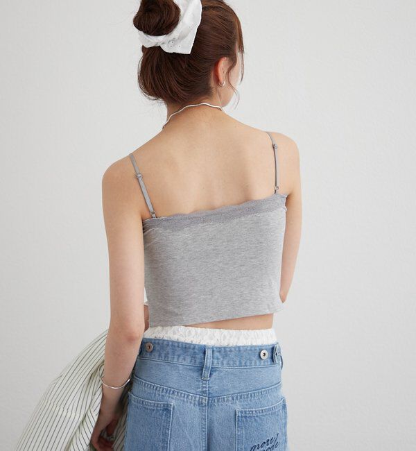  「パット付きフリルレースショートキャミソール」|キャミソール|