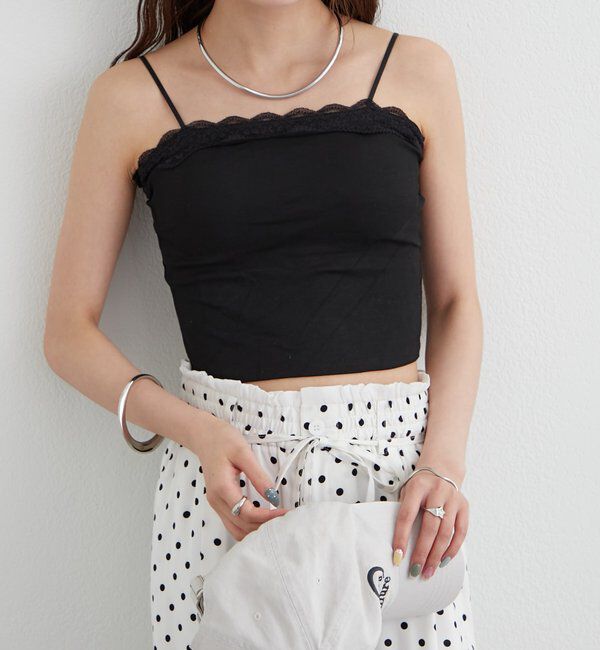  「パット付きフリルレースショートキャミソール」|キャミソール|