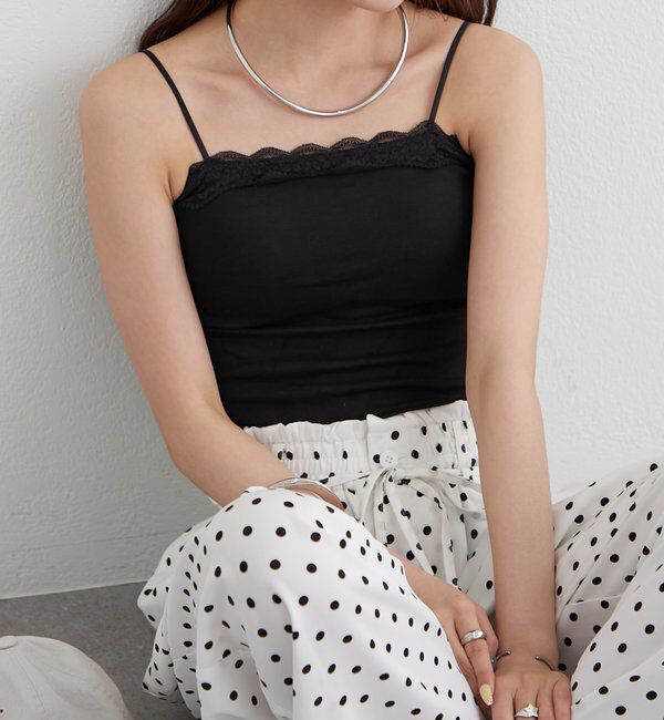  「パット付きフリルレースショートキャミソール」|キャミソール|