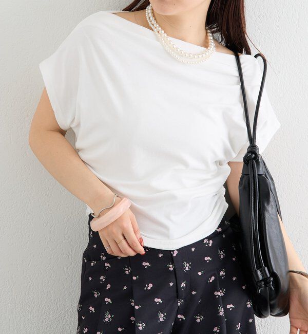  「サイドギャザーオフショルTシャツ」|Tシャツ・カットソー|