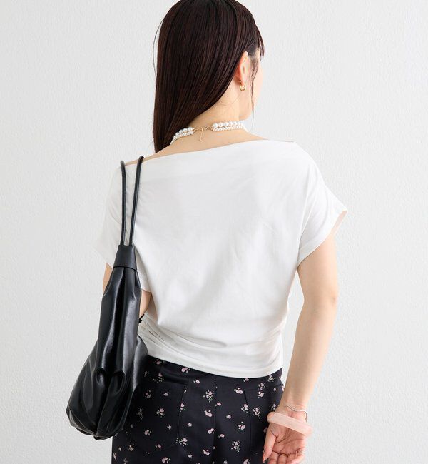  「サイドギャザーオフショルTシャツ」|Tシャツ・カットソー|