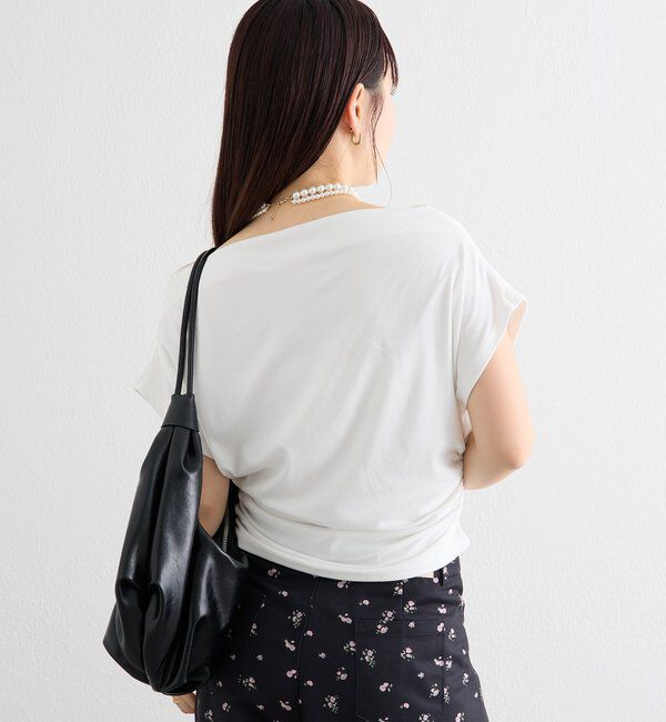  「サイドギャザーオフショルTシャツ」|Tシャツ・カットソー|