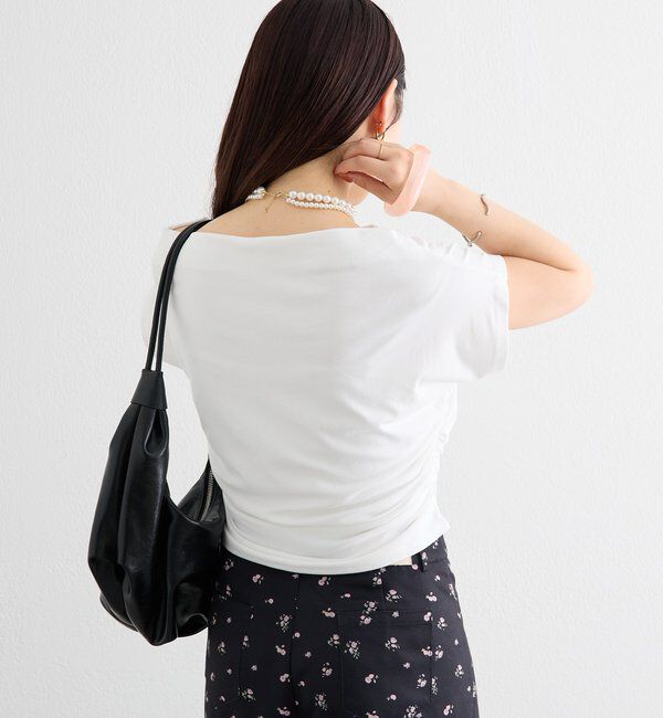  「サイドギャザーオフショルTシャツ」|Tシャツ・カットソー|