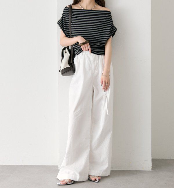  「サイドギャザーオフショルTシャツ」|Tシャツ・カットソー|