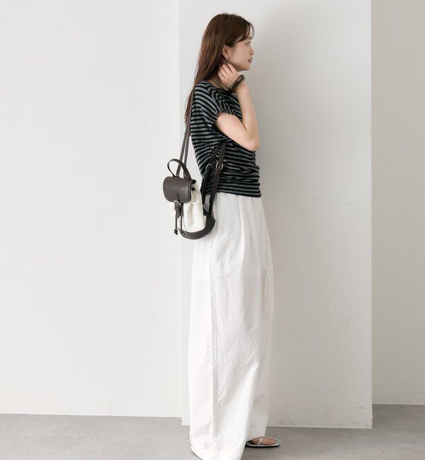  「サイドギャザーオフショルTシャツ」|Tシャツ・カットソー|