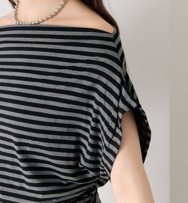  「サイドギャザーオフショルTシャツ」|Tシャツ・カットソー|
