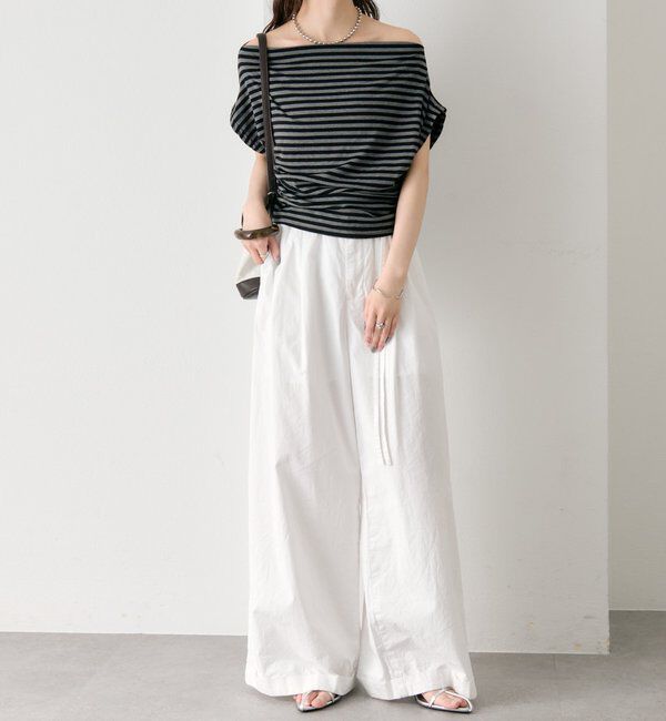  「サイドギャザーオフショルTシャツ」|Tシャツ・カットソー|