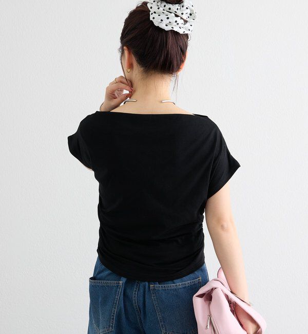  「サイドギャザーオフショルTシャツ」|Tシャツ・カットソー|