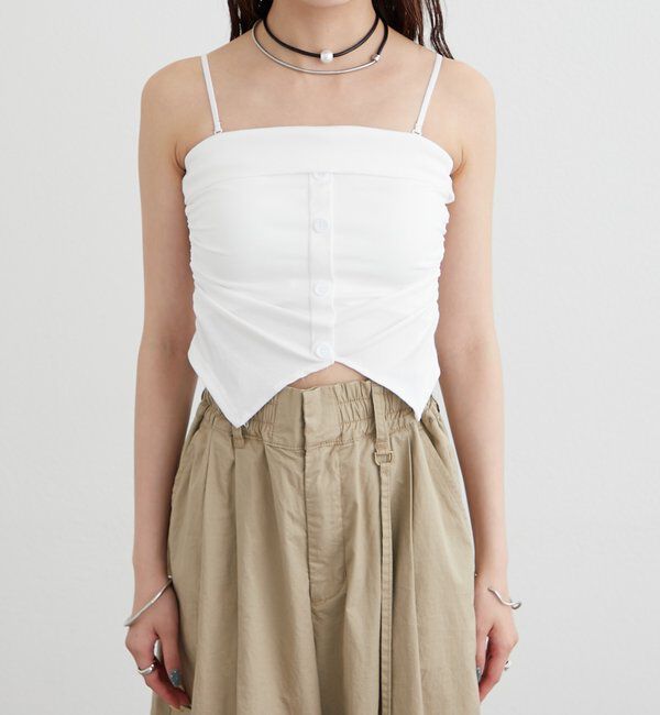  「パット付きボタンスリットキャミソール」|キャミソール|