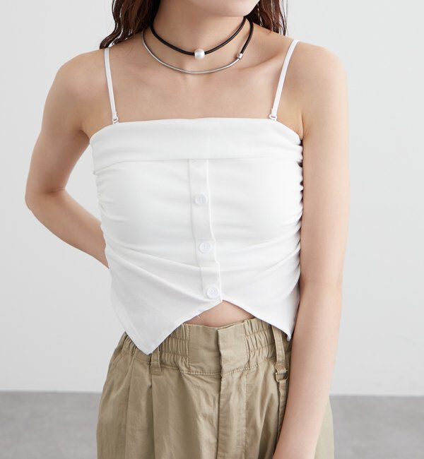  「パット付きボタンスリットキャミソール」|キャミソール|