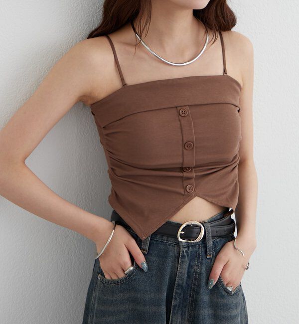  「パット付きボタンスリットキャミソール」|キャミソール|