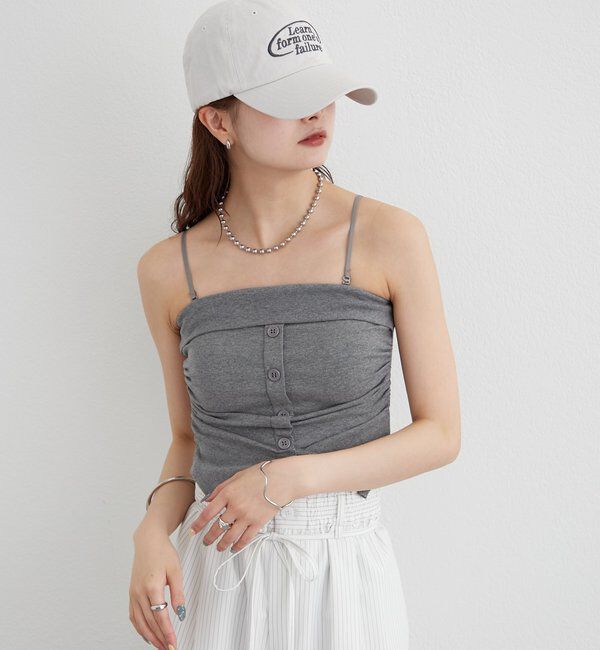  「パット付きボタンスリットキャミソール」|キャミソール|