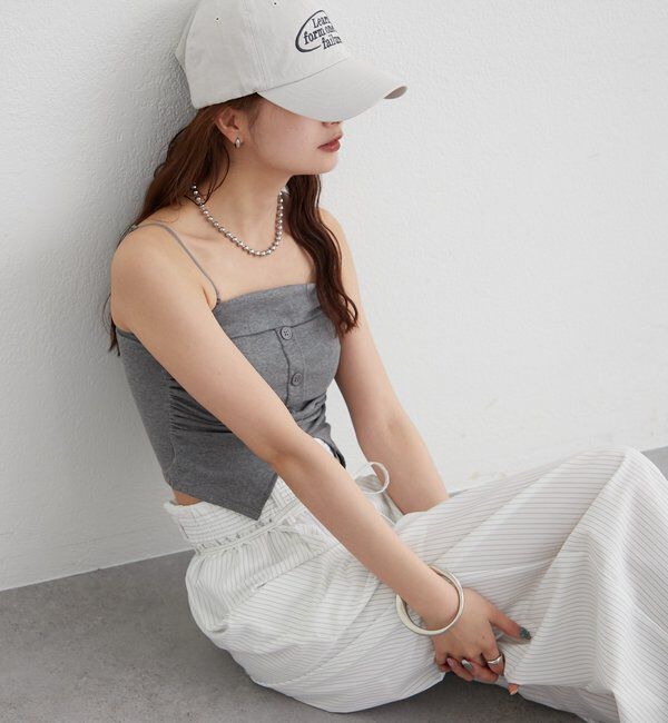  「パット付きボタンスリットキャミソール」|キャミソール|