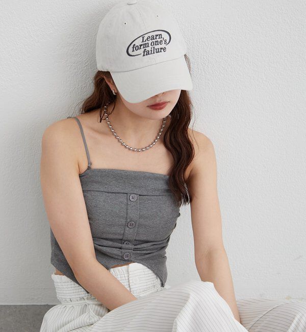  「パット付きボタンスリットキャミソール」|キャミソール|