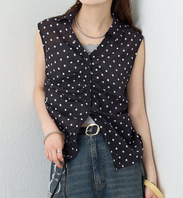  「襟付きサイドギャザーシェイプシャツ」|シャツ・ブラウス|