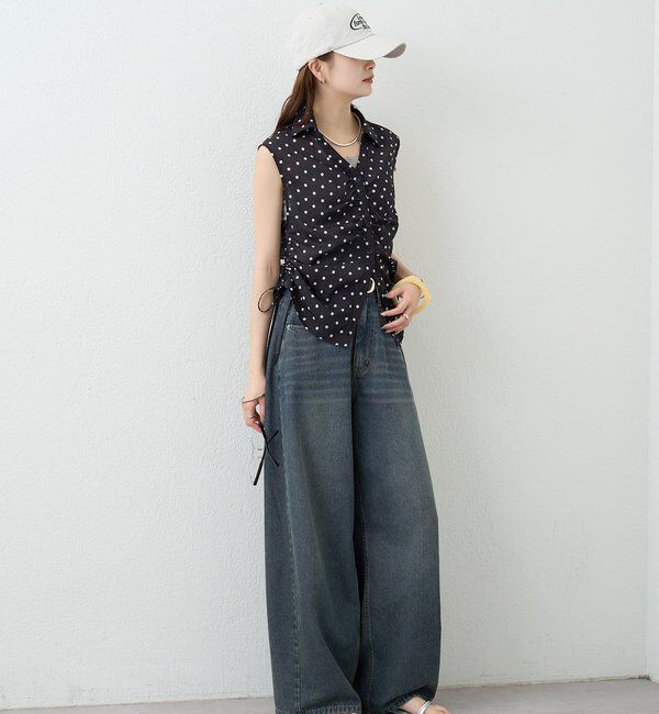  「襟付きサイドギャザーシェイプシャツ」|シャツ・ブラウス|