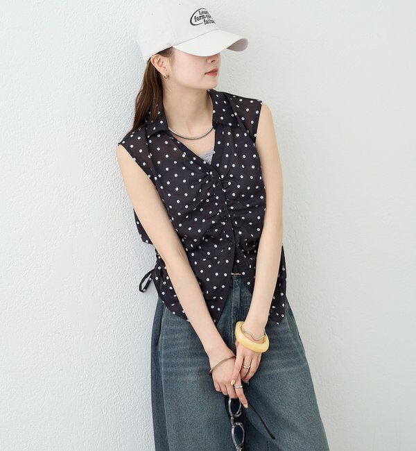  「襟付きサイドギャザーシェイプシャツ」|シャツ・ブラウス|