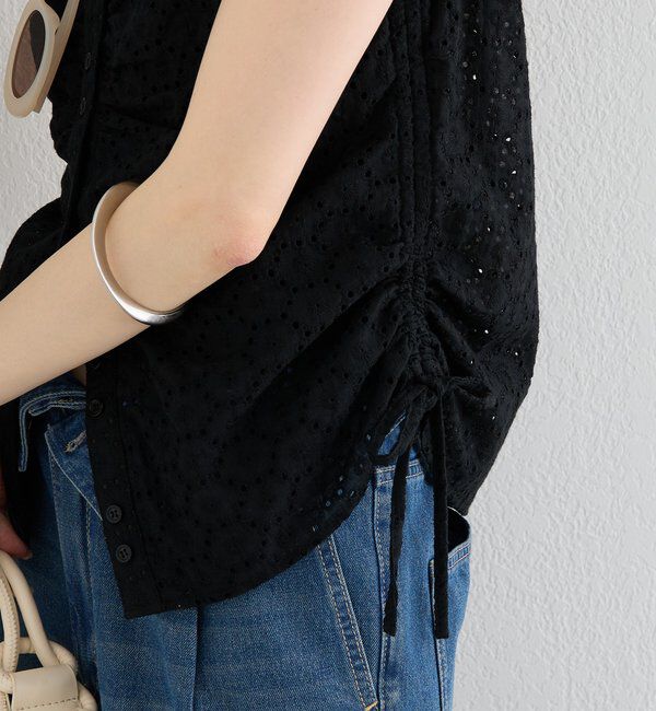  「襟付きサイドギャザーシェイプシャツ」|シャツ・ブラウス|