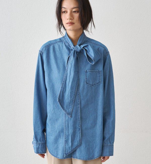  「ライトデニムボウタイブラウス」|シャツ・ブラウス|