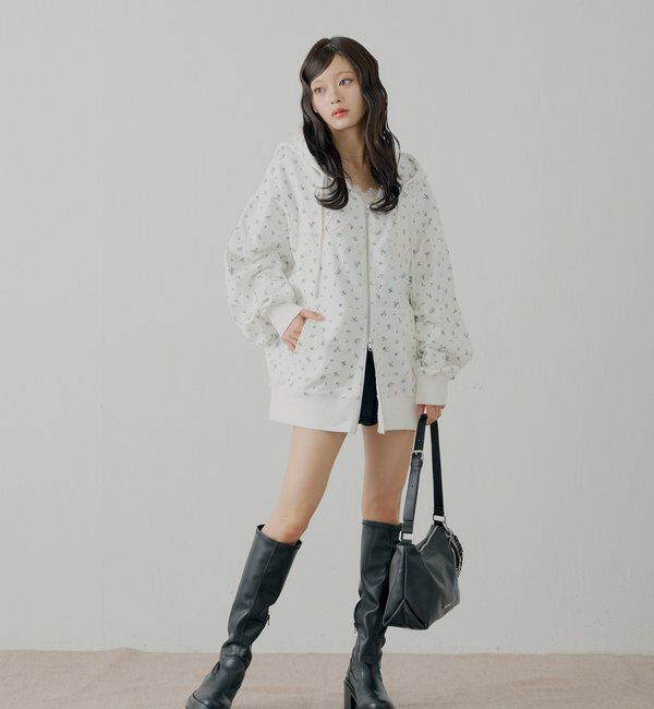  「花柄ルーズパーカー」|パーカー|