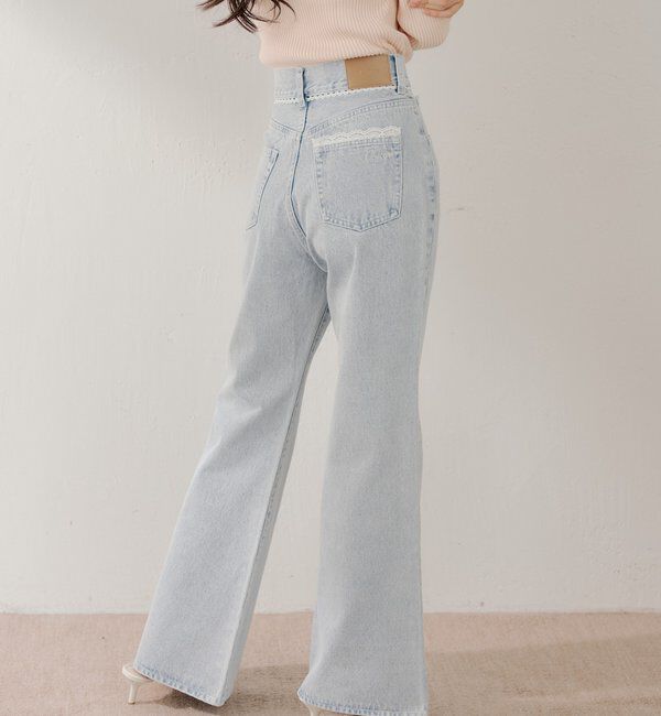  「レースデザインフレアデニム」|デニム|