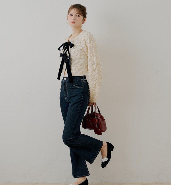  「レースデザインフレアデニム」|デニム|