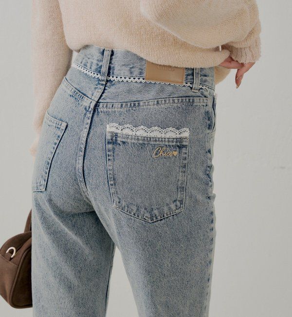  「レースデザインフレアデニム」|デニム|