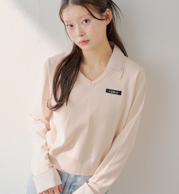  「シャツレイヤードVネックニット」|ニット・セーター|