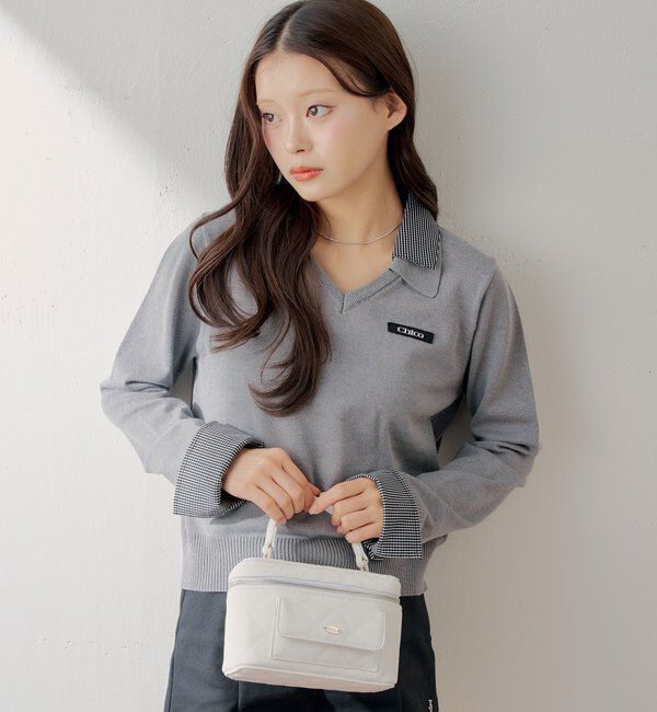  「シャツレイヤードVネックニット」|ニット・セーター|