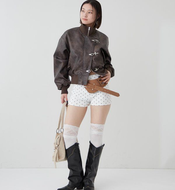  「【SLOPPY/スロッピー】リブショートパンツ」|チノ|