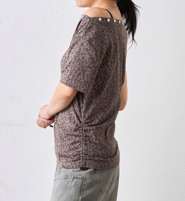  「アソート (カモ柄/ヒョウ柄)/ドット柄)スタッズドロストワンショルTEE」|Tシャツ・カットソー|