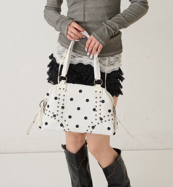  「スタッズショルダーバッグ（無地/ドット柄）」|トートバッグ|