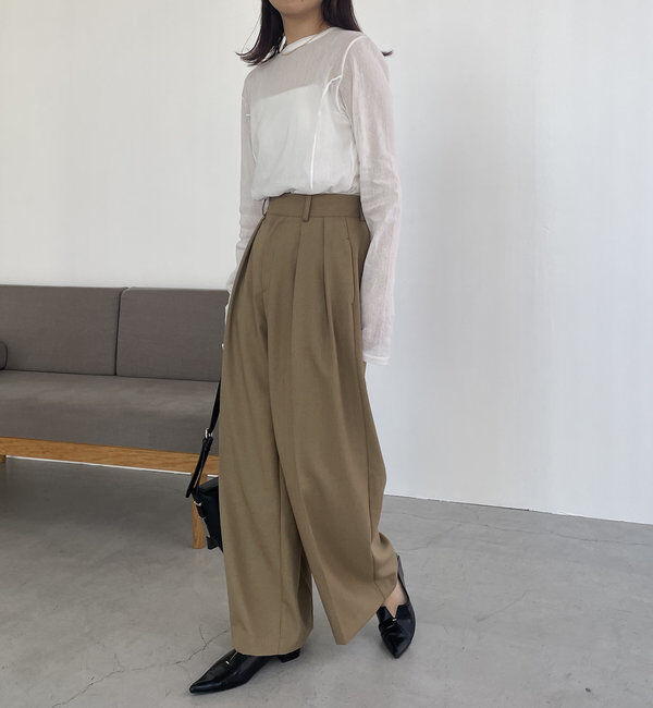  「【累計2万本突破！】【低身長・高身長サイズあり】2タックワイドパンツ」|チノ|