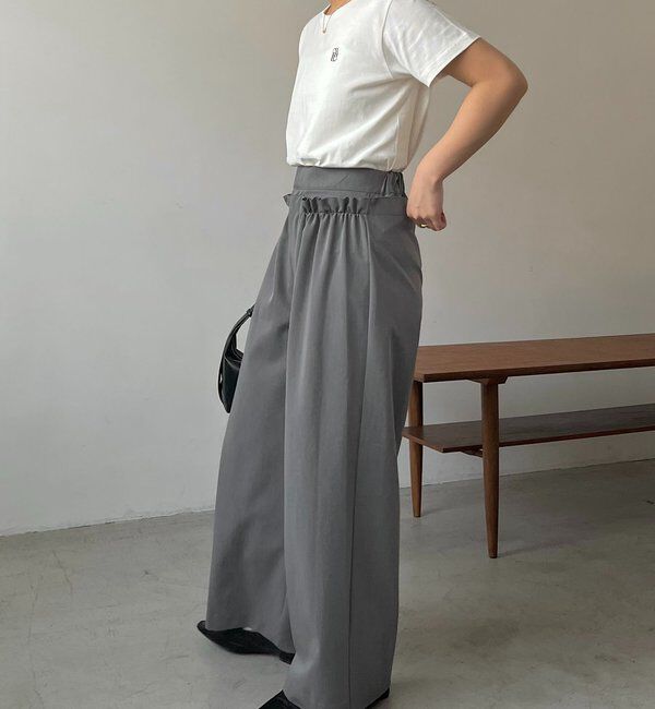  「【低身長サイズあり】ギャザーフリルパンツ」|チノ|