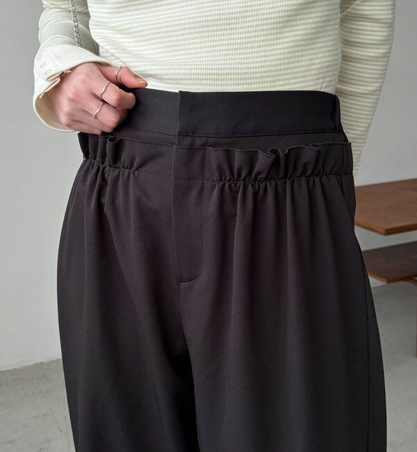  「【低身長サイズあり】ギャザーフリルパンツ」|チノ|