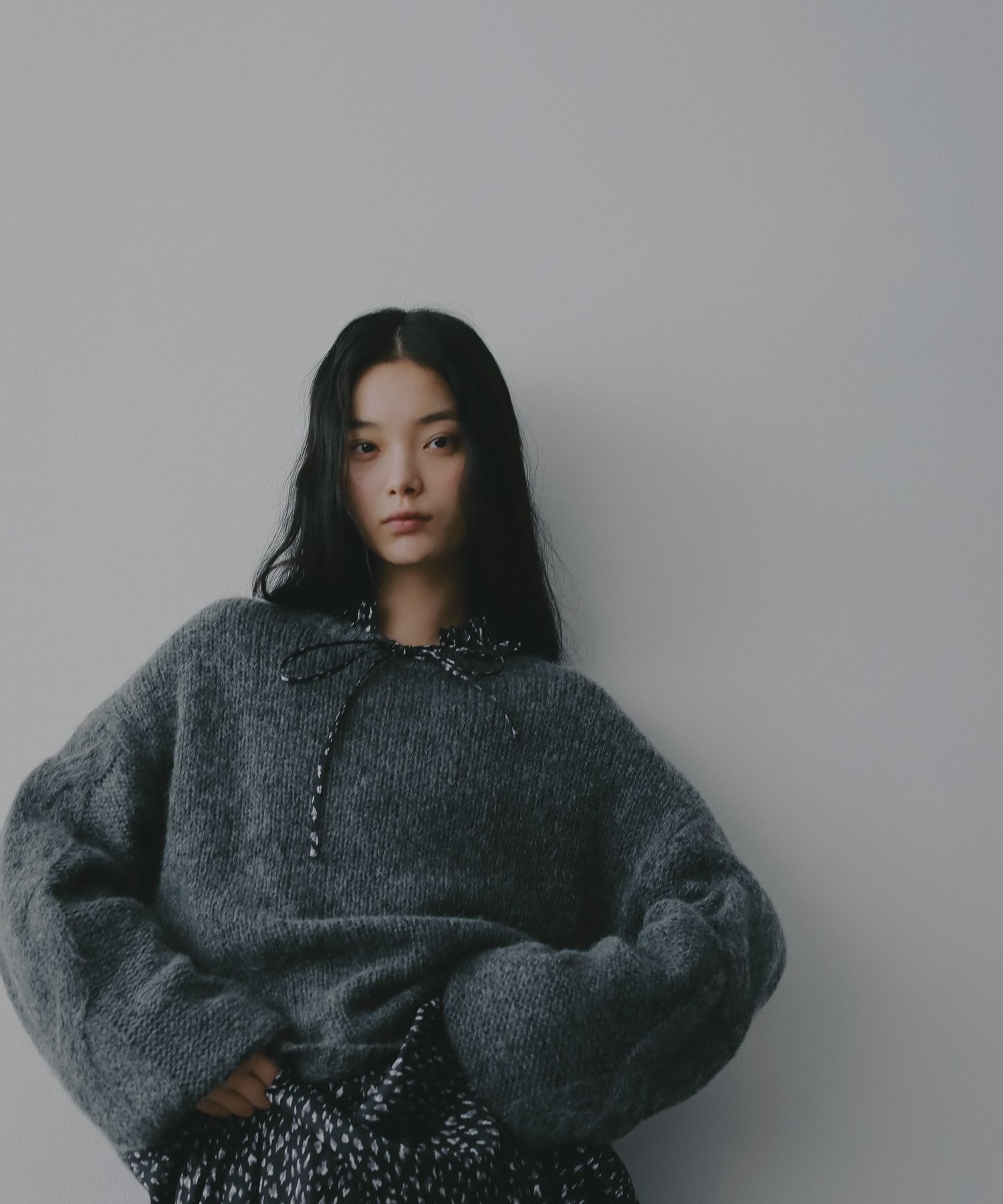 A part by 「モヘアケーブルニットプルオーバー」|ニット・セーター|チャコールグレー