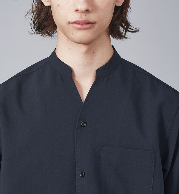 ABAHOUSE「【定番】ストレッチ ノーカラー Vネック シャツ」|シャツ・ブラウス|