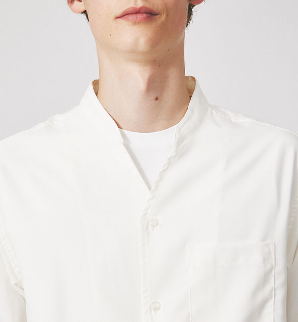 ABAHOUSE「【定番】ノーカラー Vネック 半袖シャツ」|シャツ・ブラウス|