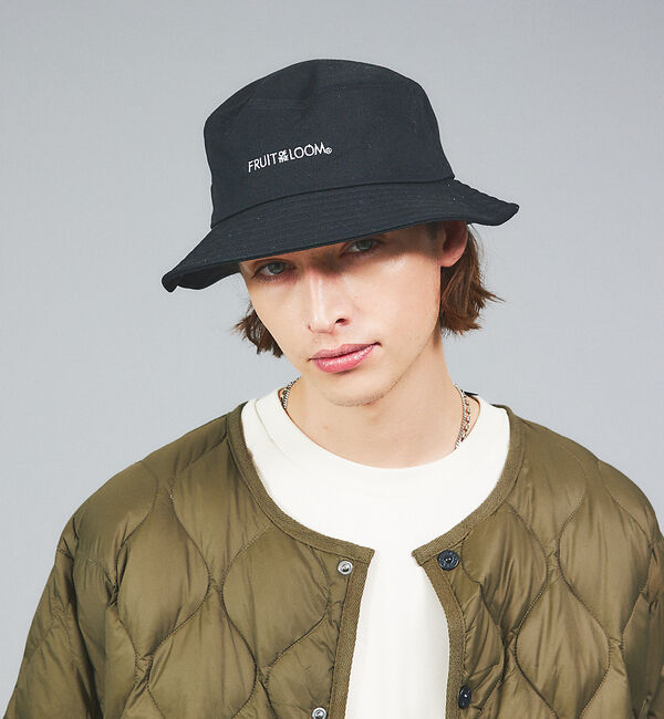 ABAHOUSE「【FRUIT OF THE LOOM】フロントロゴ刺繍 ツイル バケット ハット」|その他|ブラック