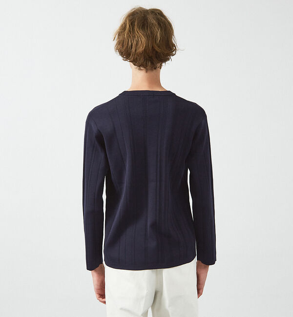 ABAHOUSE「ランダムストライプ 総針プルオーバーニット / クルーネック」|ニット・セーター|